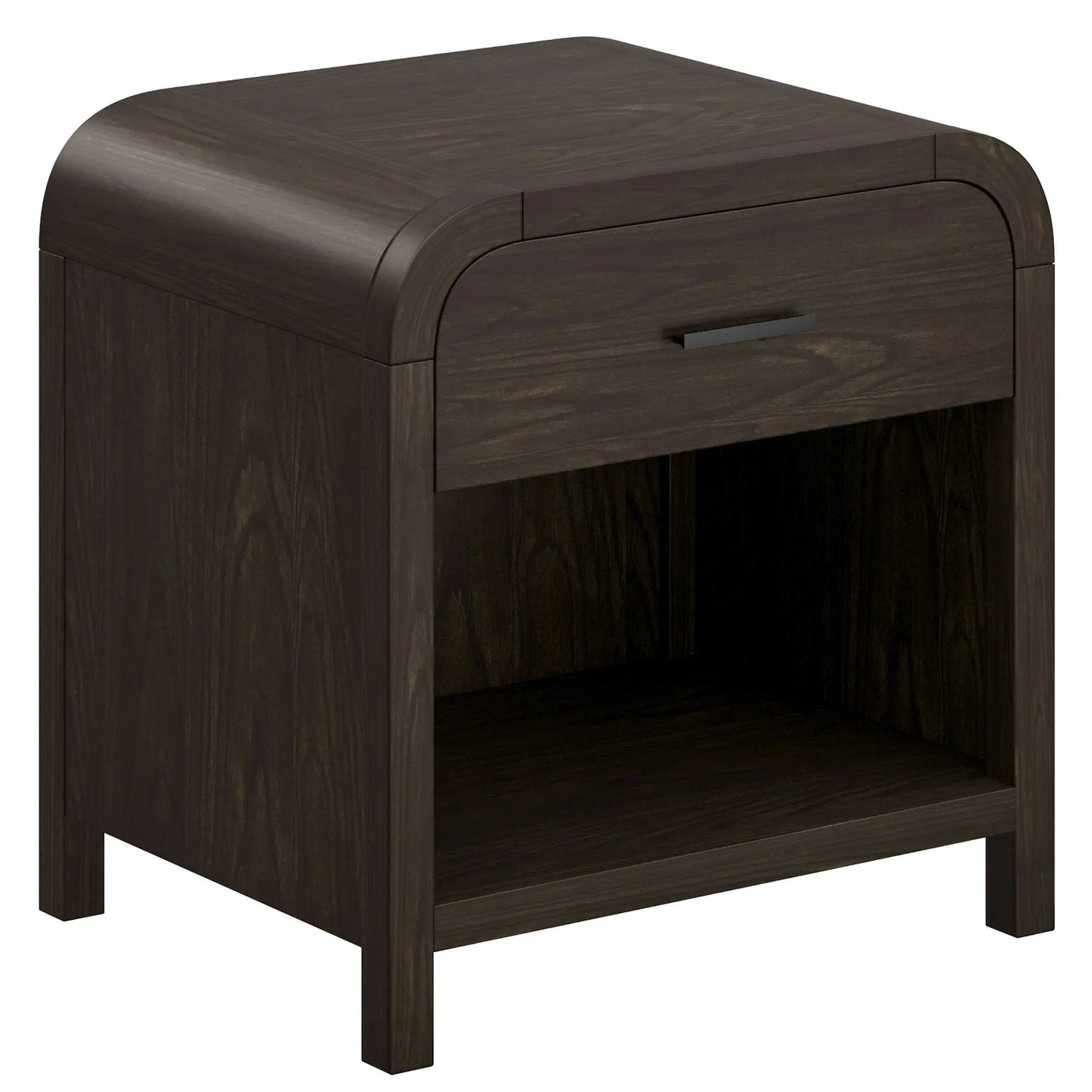 Bowman Nightstand with USB Ports – 1 Drawer, Dark Walnut Finish
