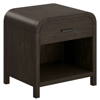 Bowman Nightstand with USB Ports – 1 Drawer, Dark Walnut Finish