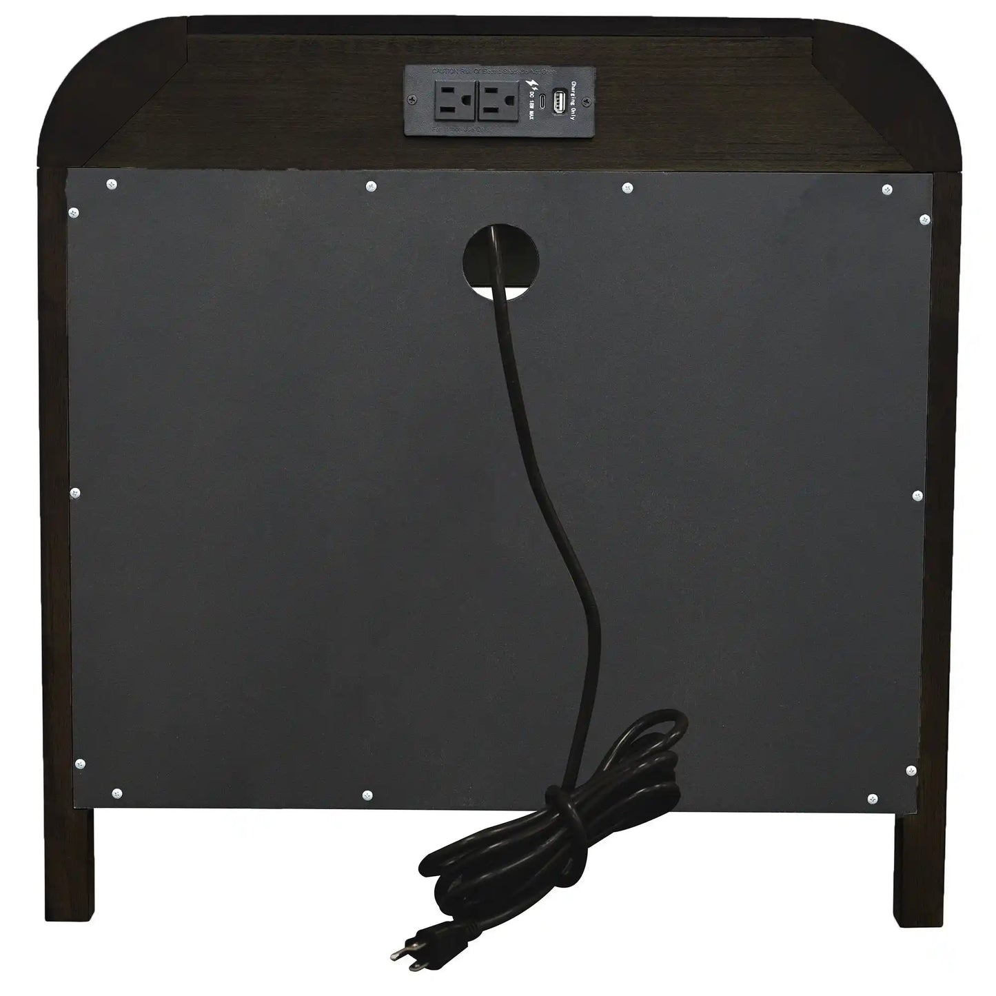 Bowman Nightstand with USB Ports – 1 Drawer, Dark Walnut Finish