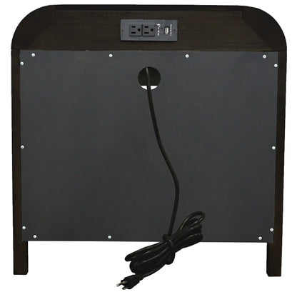 Bowman Nightstand with USB Ports – 1 Drawer, Dark Walnut Finish