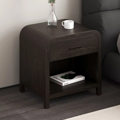 Bowman Nightstand with USB Ports – 1 Drawer, Dark Walnut Finish