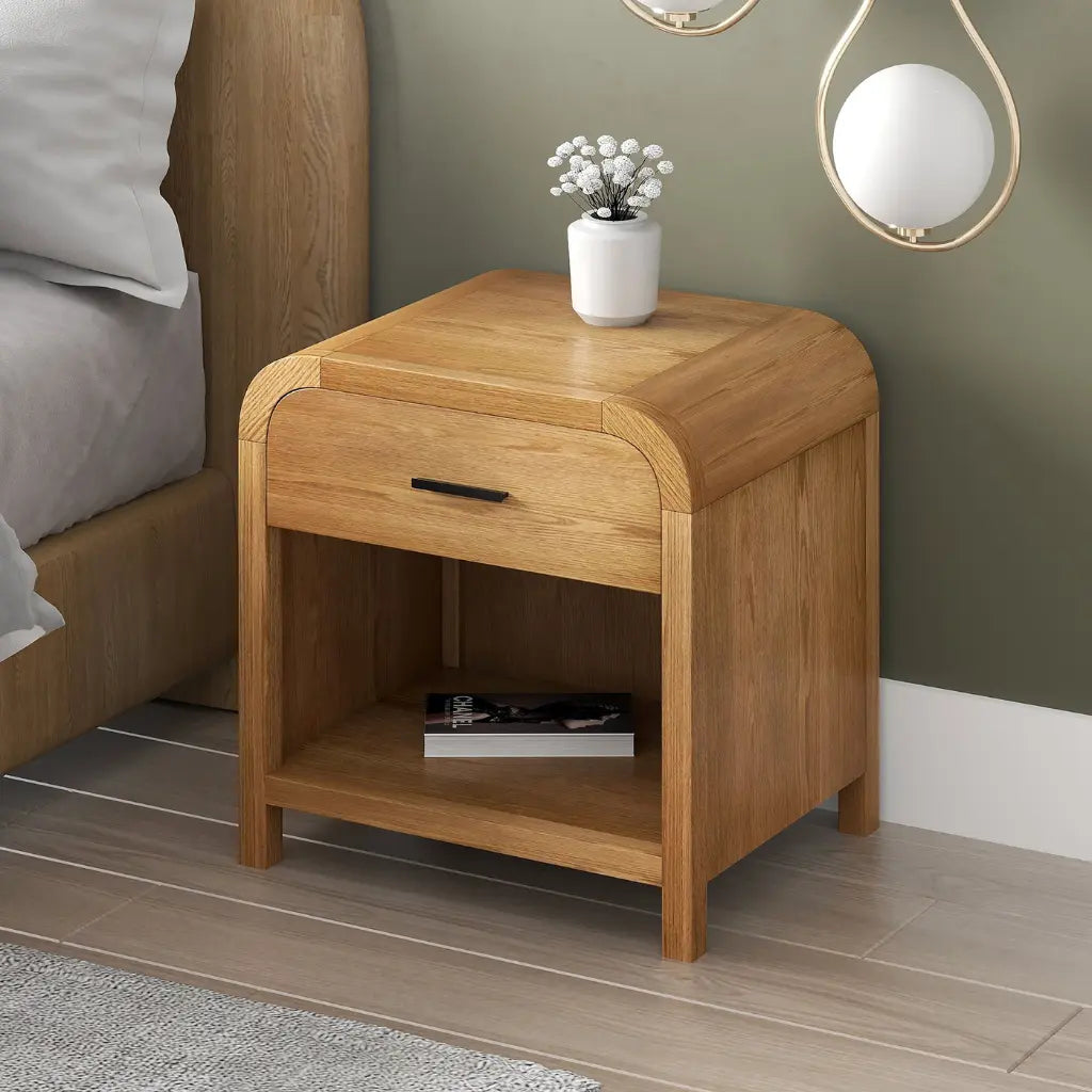 Bowman Nightstand with USB Ports – 1 Drawer, Dark Walnut Finish
