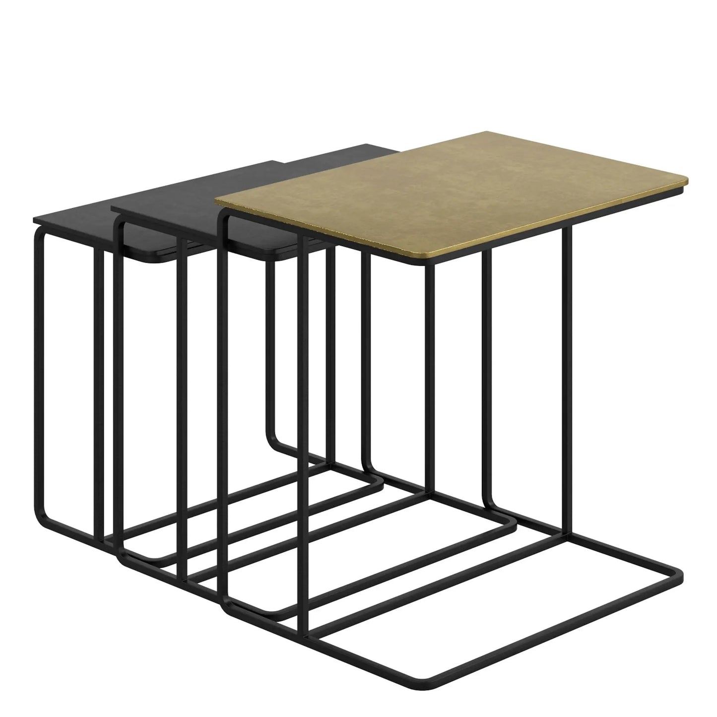 Bristol 3pc Nesting Accent Tables in Antique Gold and Black