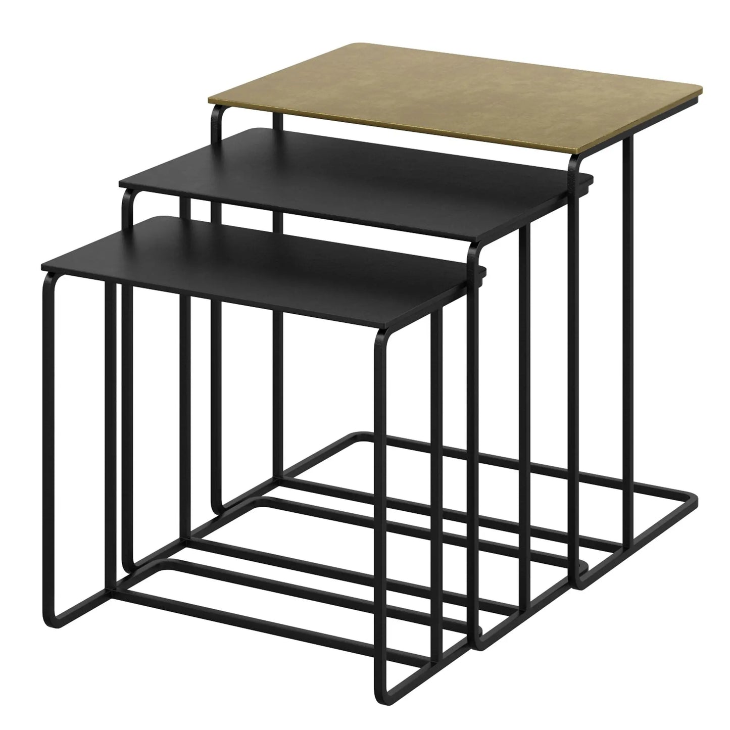 Bristol 3pc Nesting Accent Tables in Antique Gold and Black