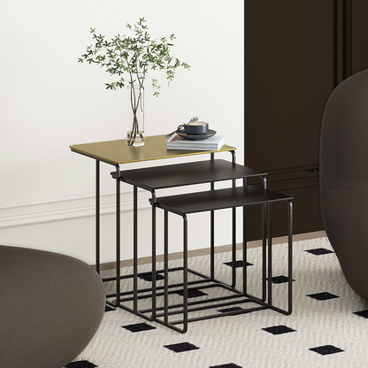 Bristol 3pc Nesting Accent Tables in Antique Gold and Black