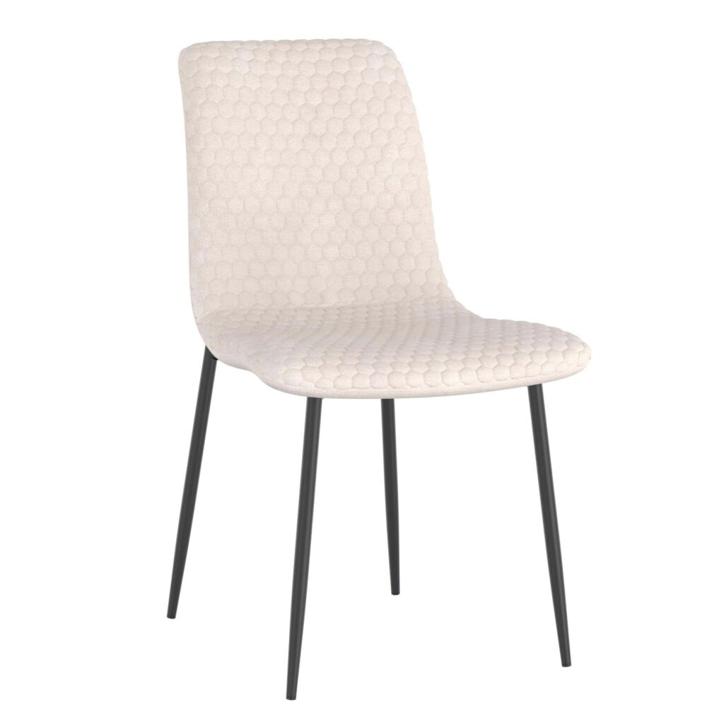 Brixx Modern Upholstered Dining Chairs – Hexagon Stitch Fabric - Set of 2