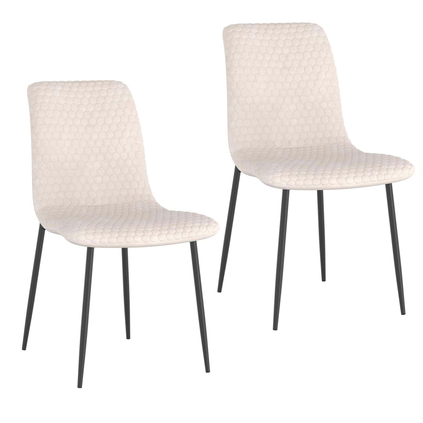 Brixx Modern Upholstered Dining Chairs – Hexagon Stitch Fabric - Set of 2