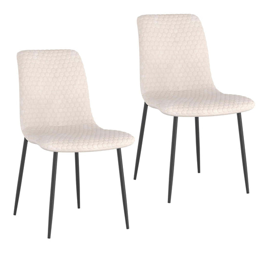 Brixx Modern Upholstered Dining Chairs – Hexagon Stitch Fabric - Set of 2