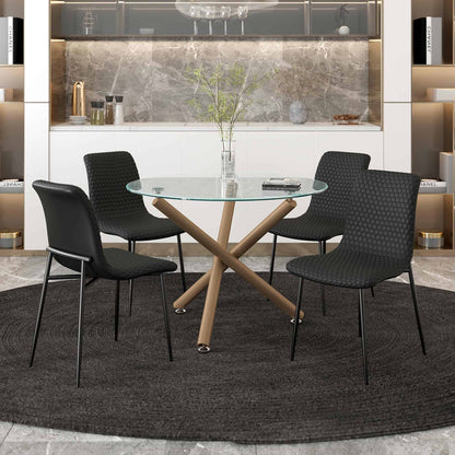 Brixx Modern Upholstered Dining Chairs – Hexagon Stitch Fabric - Set of 2