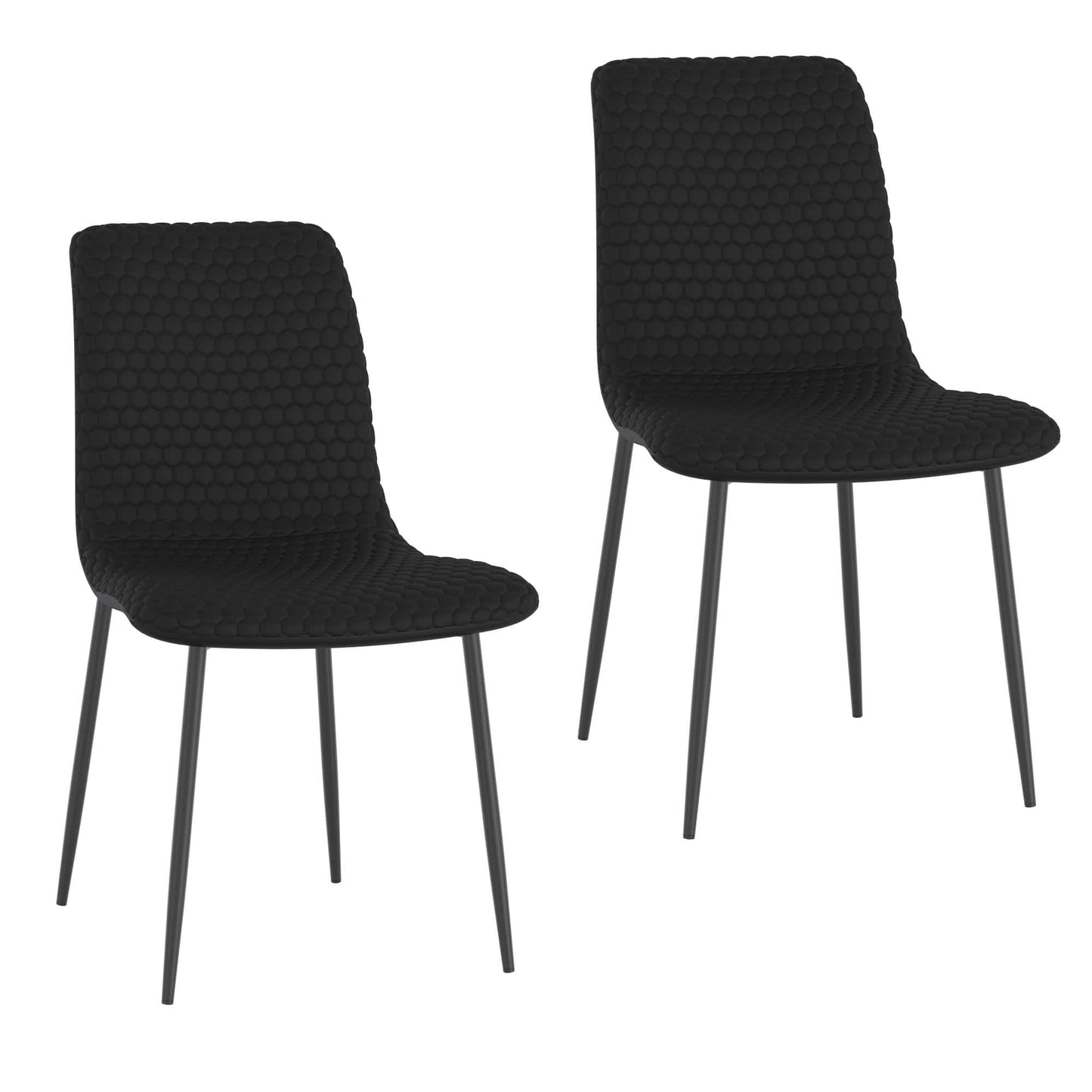 Brixx Modern Upholstered Dining Chairs – Hexagon Stitch Fabric - Set of 2