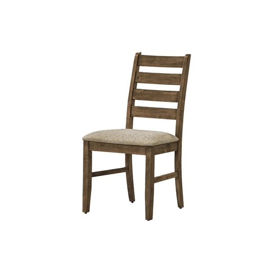 Brown Fabric Seats Upholstered Dining Chairs - Ladder Back – Set of 2
