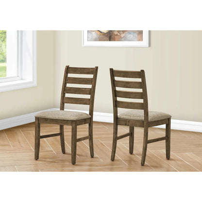 Brown Fabric Seats Upholstered Dining Chairs - Ladder Back – Set of 2
