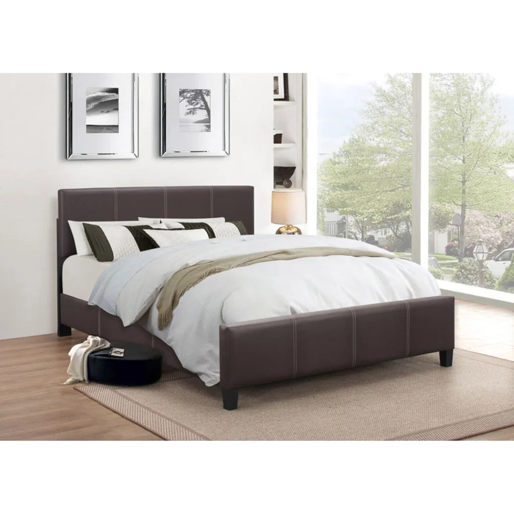 Brown Upholstered Double Platform Bed