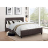 Brown Upholstered Single Platform Bed