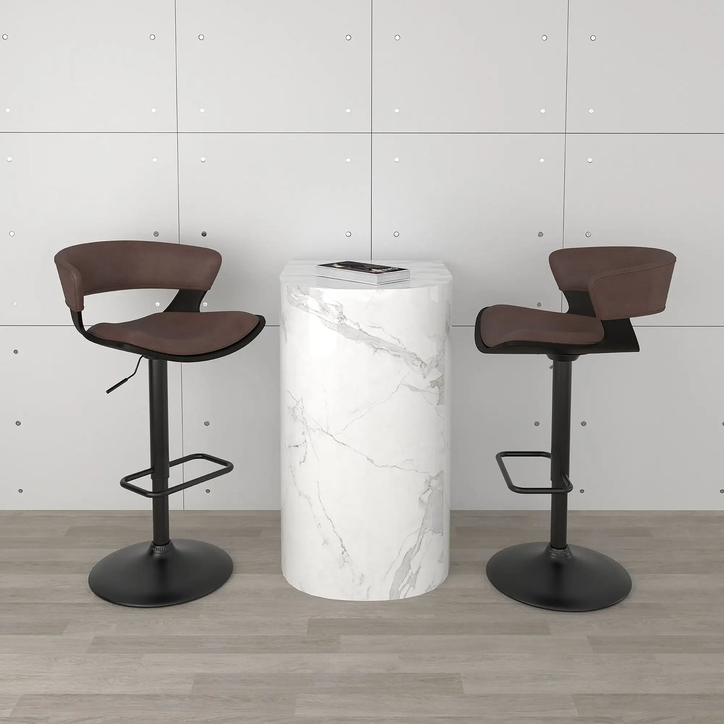Rover Faux Leather Adjustable Bar Stool with Backrest