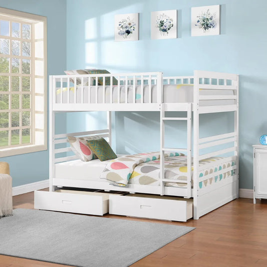 White bunk bed with storage