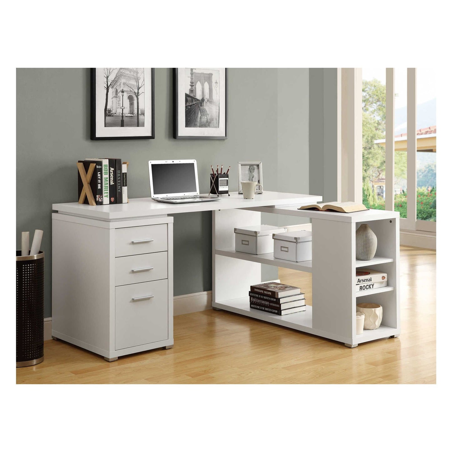 White L-Shaped Computer Desk - Left or Right Facing Desk