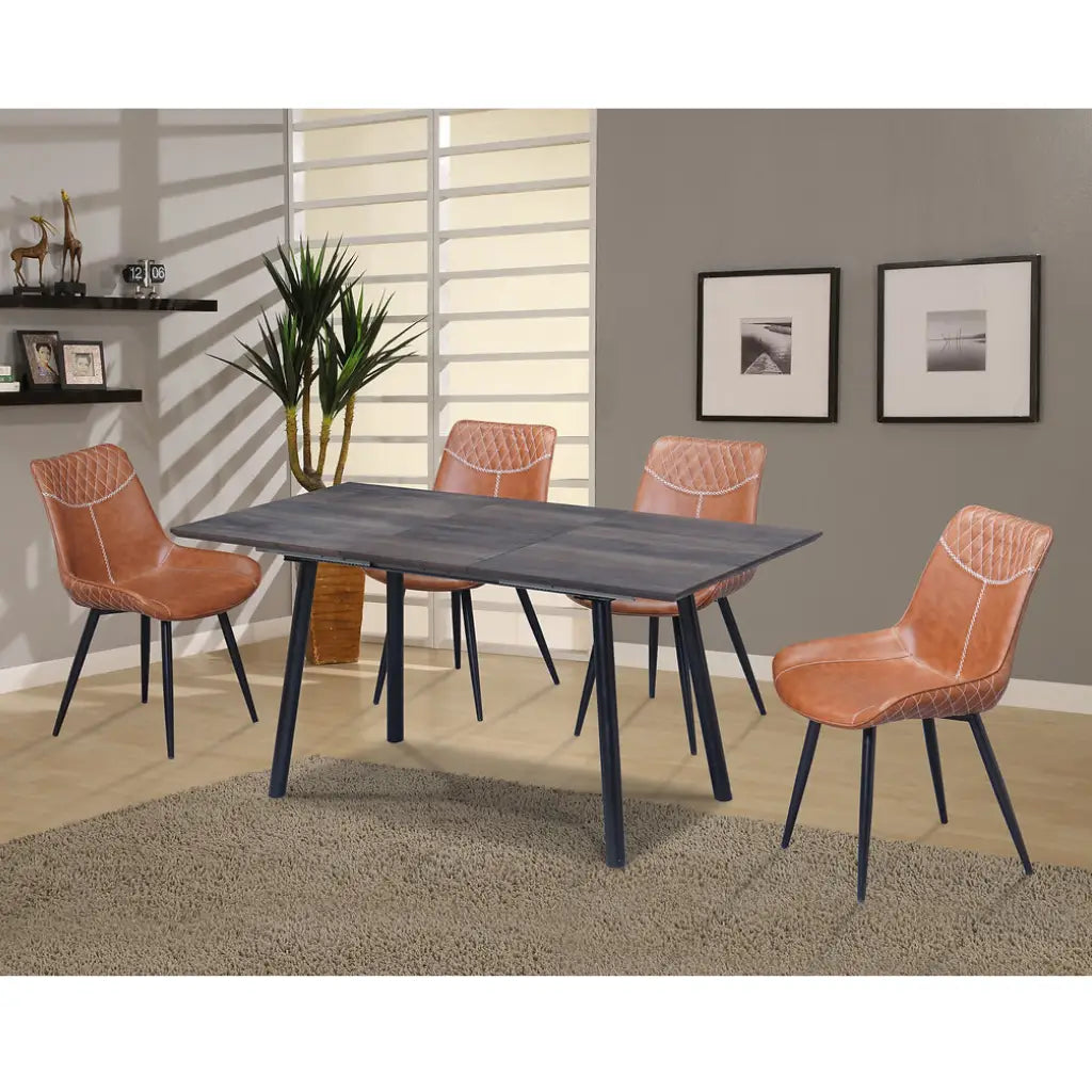 Dining room set with a Butterfly Leaf Table and four brown chairs