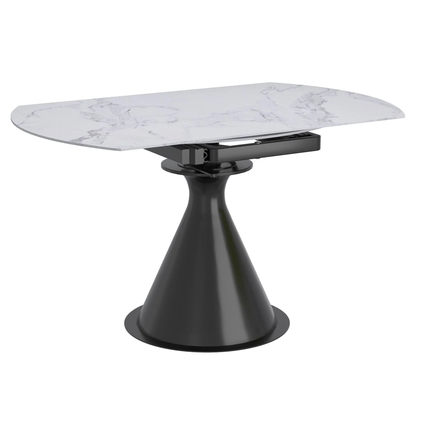 Calisto Extendable Round Dining Table With White Marble-Look Top