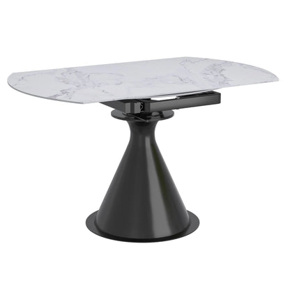 Calisto Extendable Round Dining Table With White Marble-Look Top