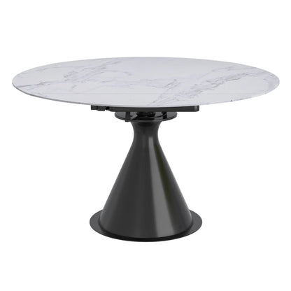 Calisto Extendable Round Dining Table With White Marble-Look Top