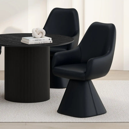 Caprese Swivel Dining Chair in Black Faux Leather – Contemporary Upholstered