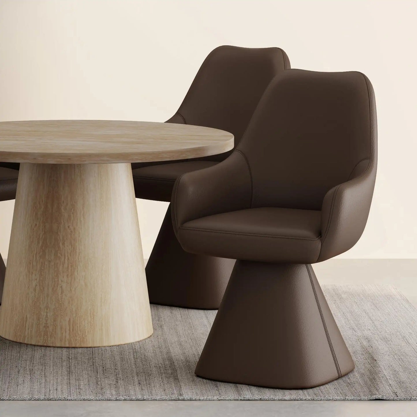 Caprese Swivel Dining Chair in Black Faux Leather – Contemporary Upholstered