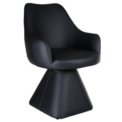 Caprese Swivel Dining Chair in Black Faux Leather – Contemporary Upholstered