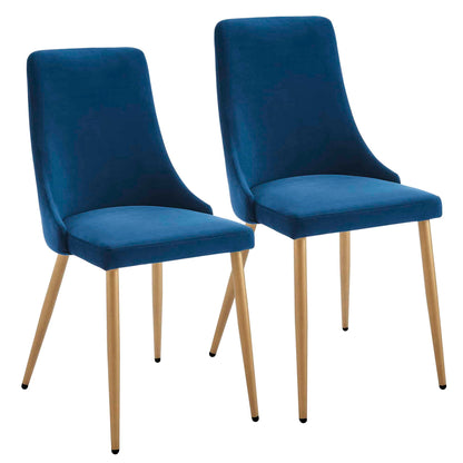 Carmilla Velvet Dining Chairs – with Gold Metal Legs - Set of 2