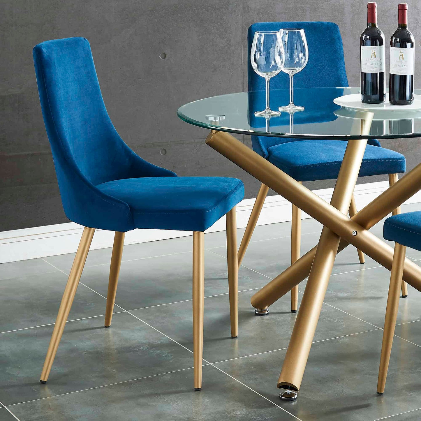 Carmilla Velvet Dining Chairs – with Gold Metal Legs - Set of 2
