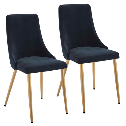 Carmilla Velvet Dining Chairs – with Gold Metal Legs - Set of 2