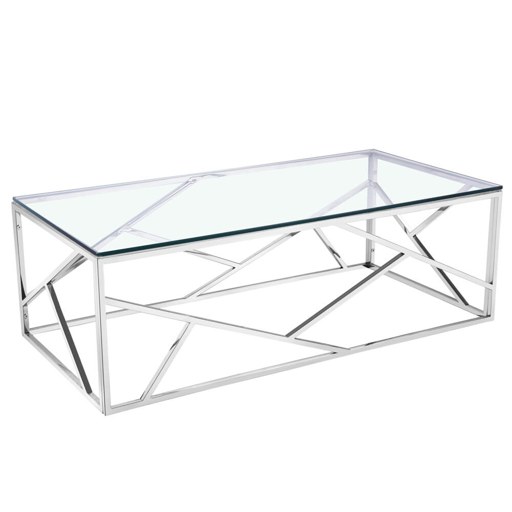 Carole Coffee Table – Stainless Steel Base & Tempered Glass Top