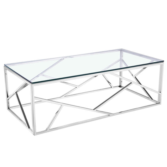 Carole Coffee Table – Stainless Steel Base & Tempered Glass Top