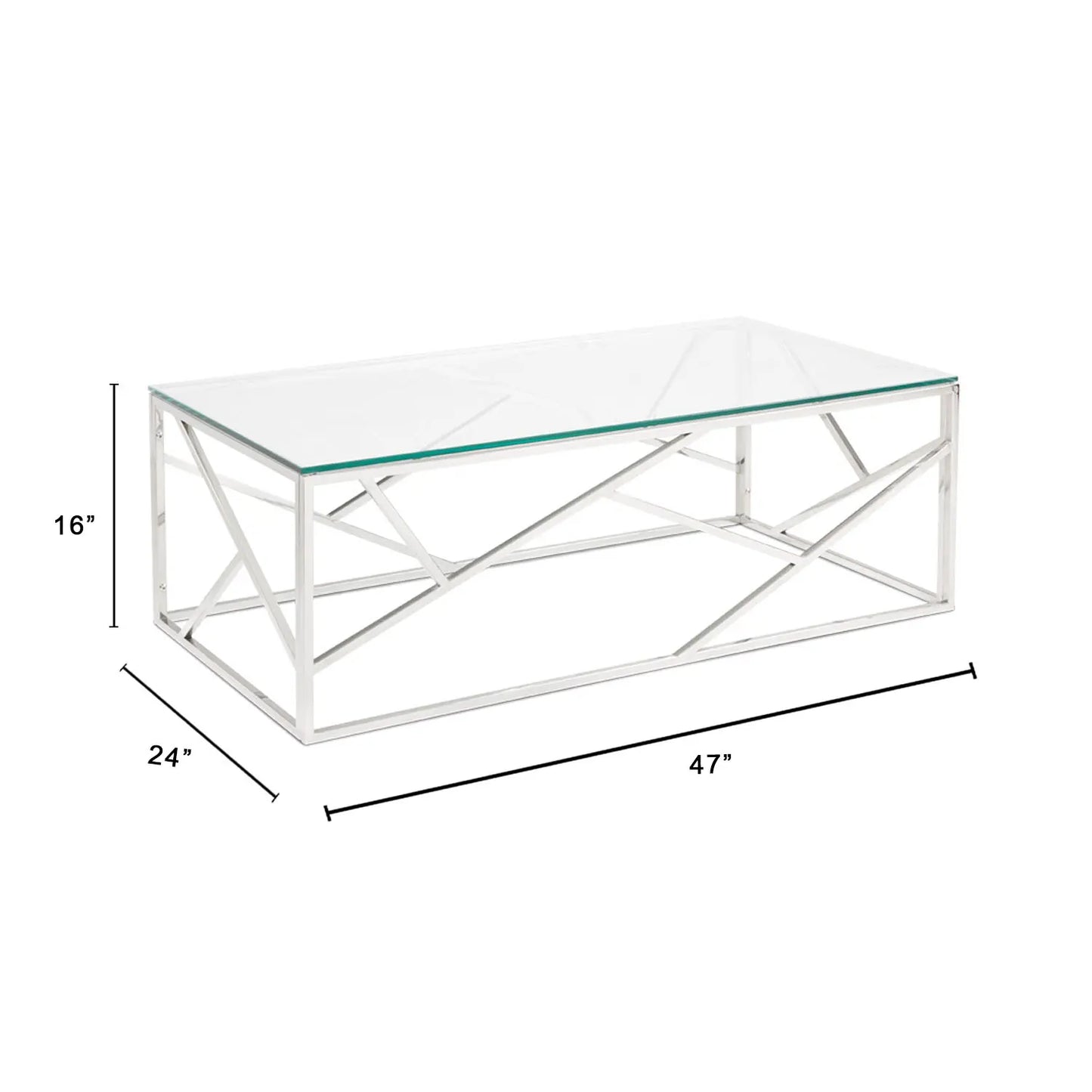 Carole Coffee Table – Stainless Steel Base & Tempered Glass Top