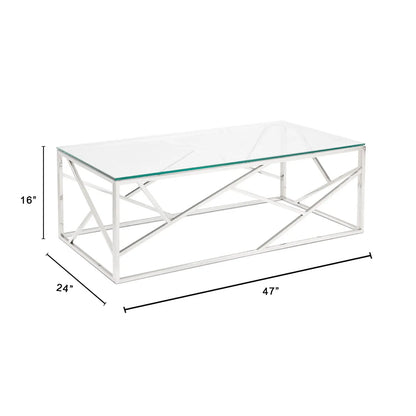 Carole Coffee Table – Stainless Steel Base & Tempered Glass Top
