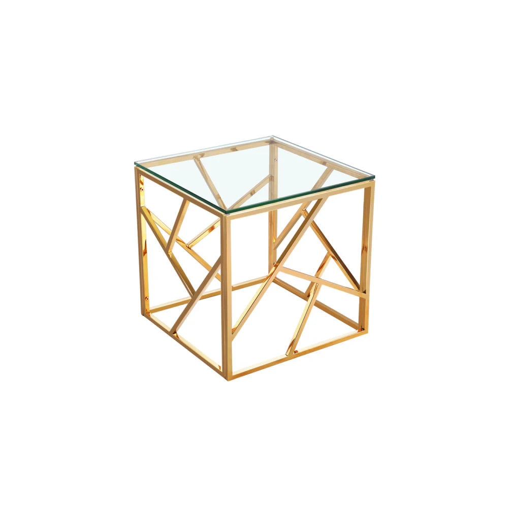 Carole Gold Metal  Glass End Table for Living Room