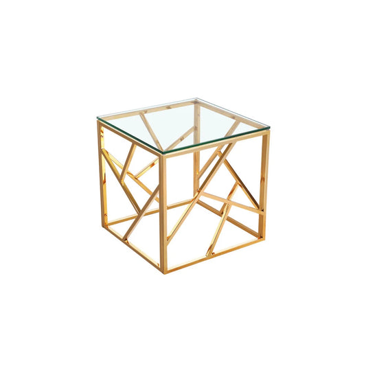Carole Gold Metal  Glass End Table for Living Room