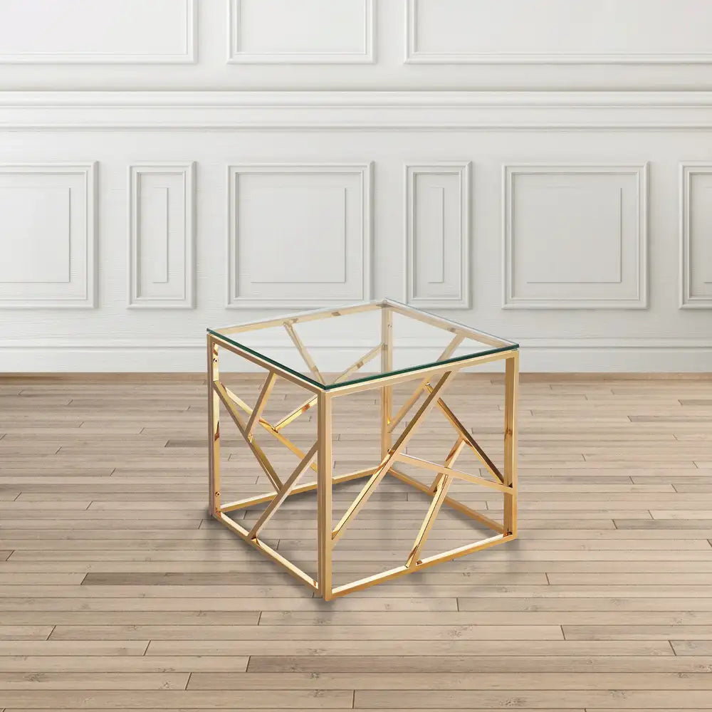 Carole Gold Metal  Glass End Table for Living Room