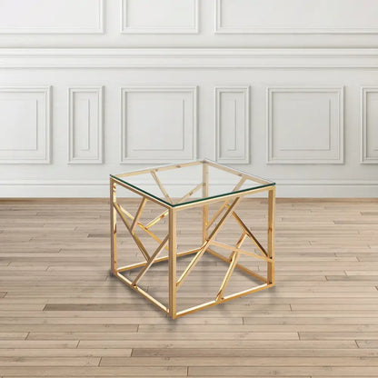 Carole Gold Metal  Glass End Table for Living Room