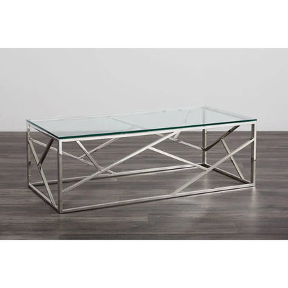 Carole Coffee Table – Stainless Steel Base & Tempered Glass Top