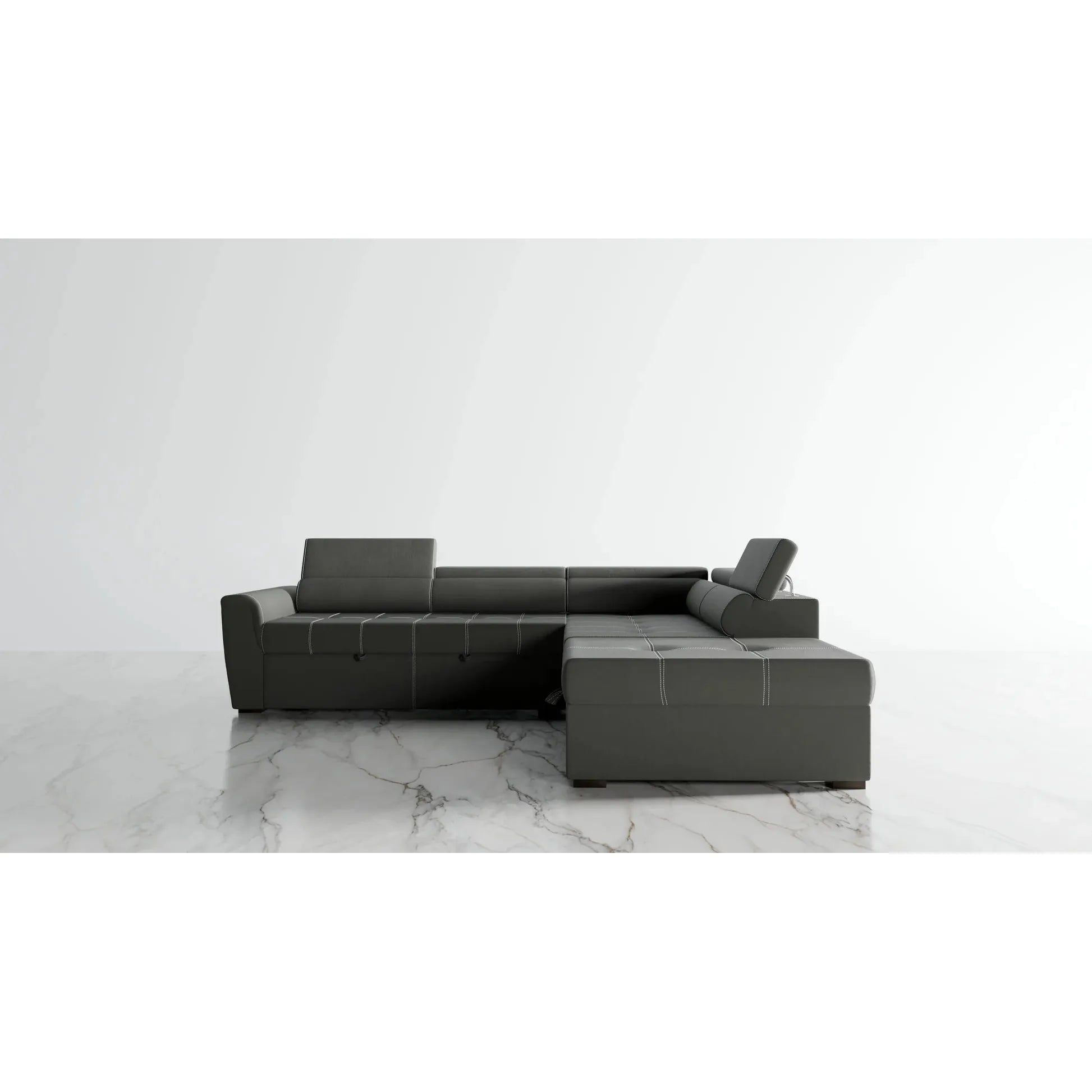 Carolina Fabric Sofa Bed Sectional – Adjustable Headrests and with storage