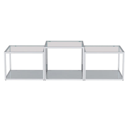 Casini 3pc Glass Coffee Table Set – Modular Multi-Tier Tables