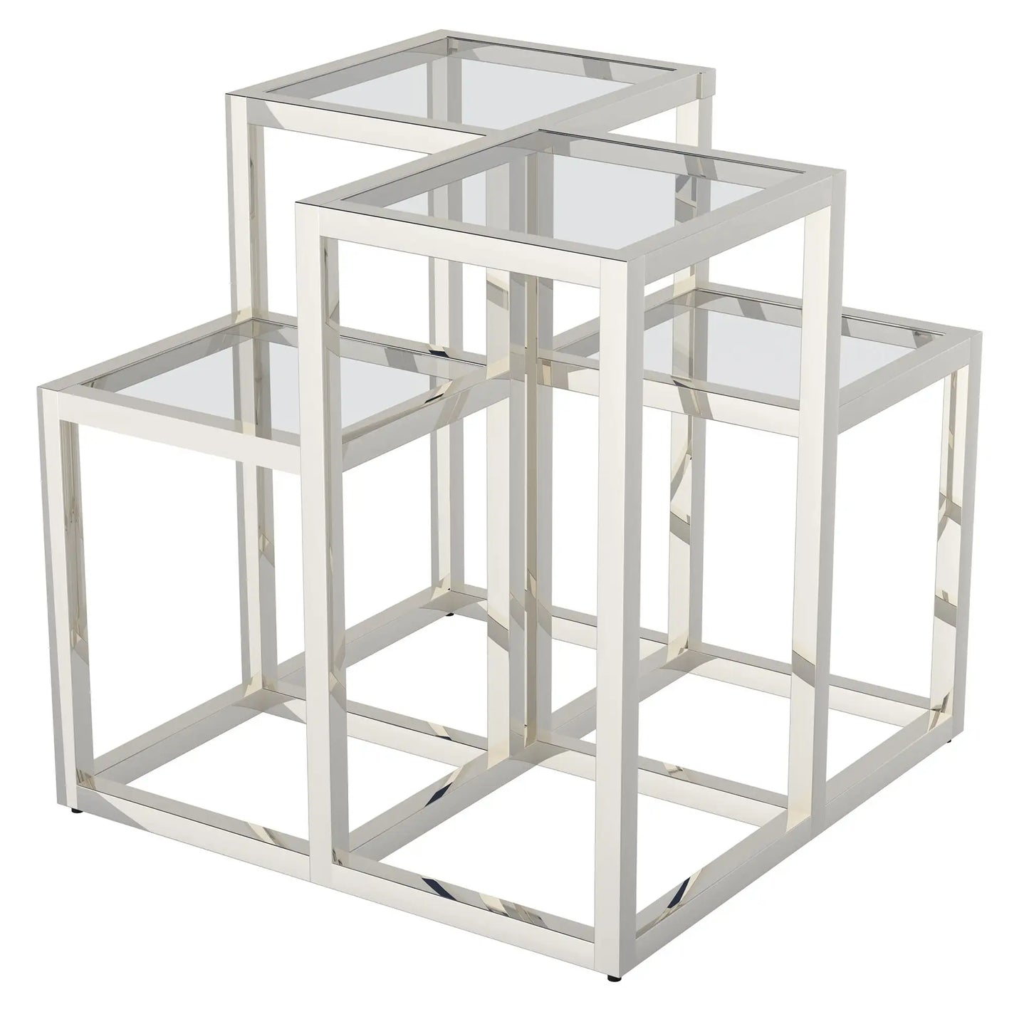 Casini Glass Accent Table with Polished Chrome or Gold Finish