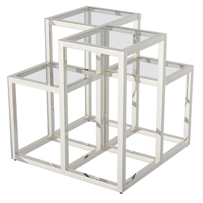 Casini Glass Accent Table with Polished Chrome or Gold Finish