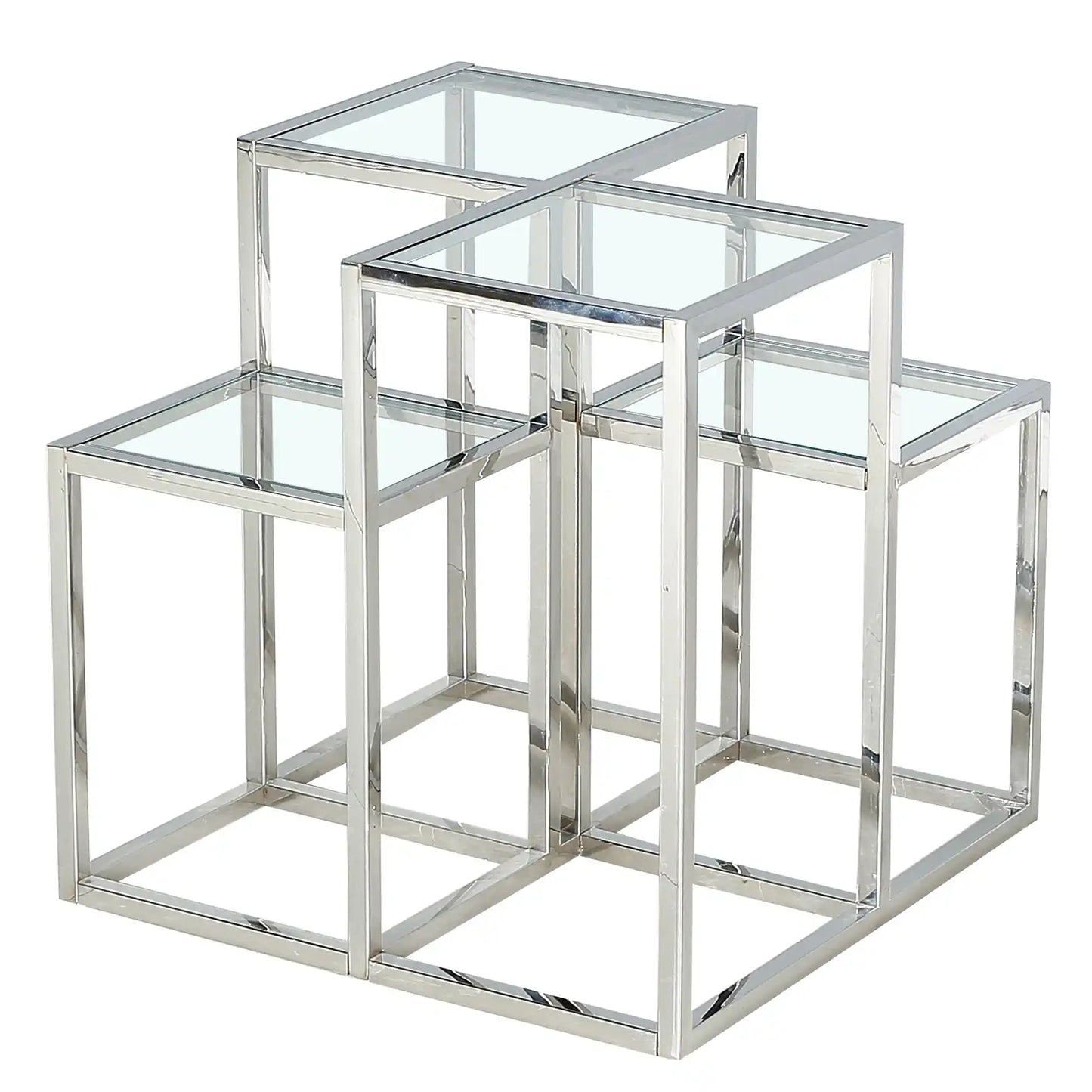 Casini Glass Accent Table with Polished Chrome or Gold Finish