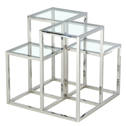 Casini Glass Accent Table with Polished Chrome or Gold Finish