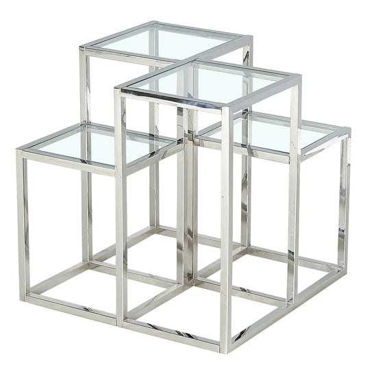 Casini Glass Accent Table with Polished Chrome or Gold Finish