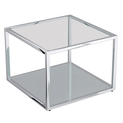Casini Modular Glass Coffee Table – Square Design in Chrome or Gold