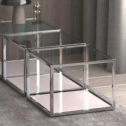 Casini Modular Glass Coffee Table – Square Design in Chrome or Gold