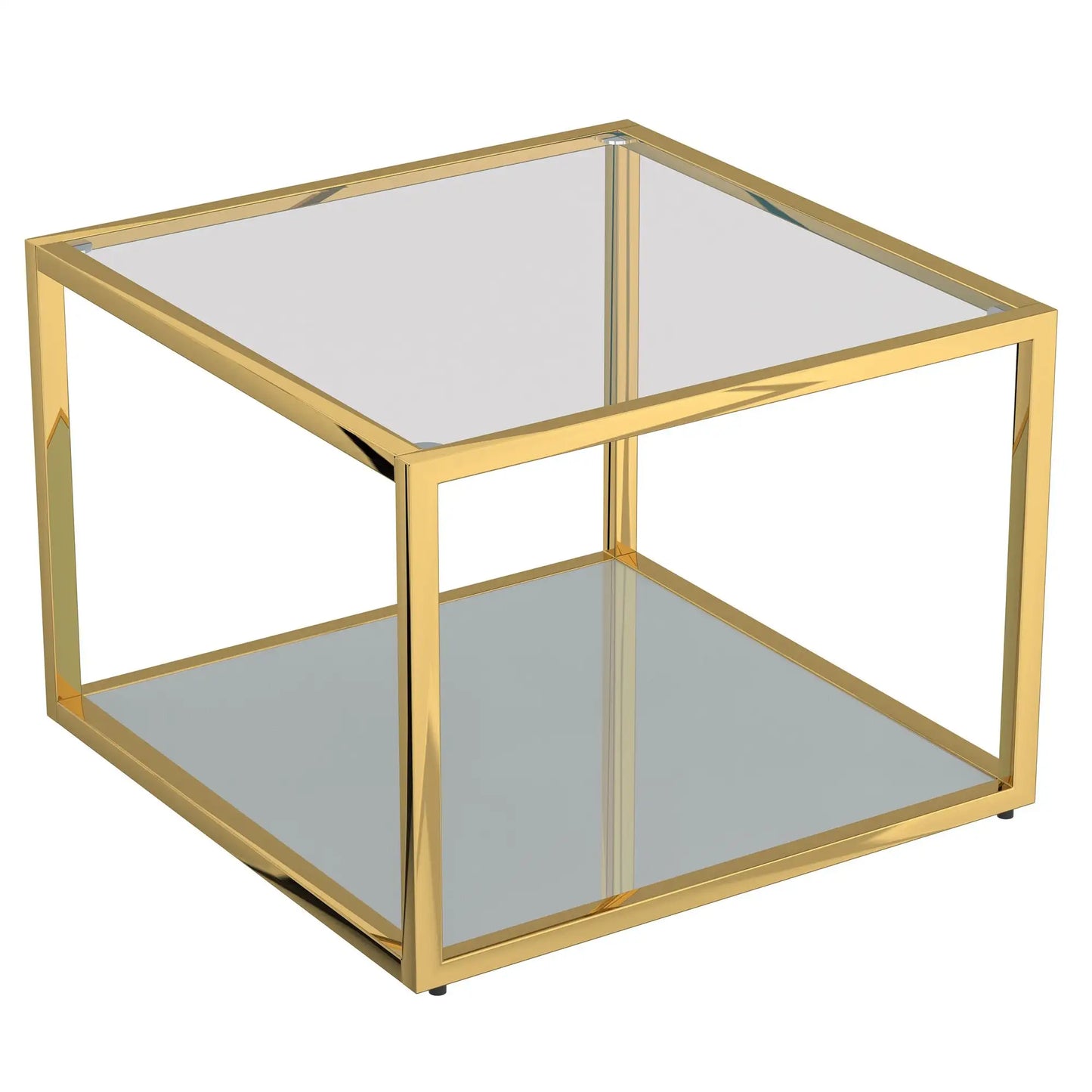 Casini Modular Glass Coffee Table – Square Design in Chrome or Gold